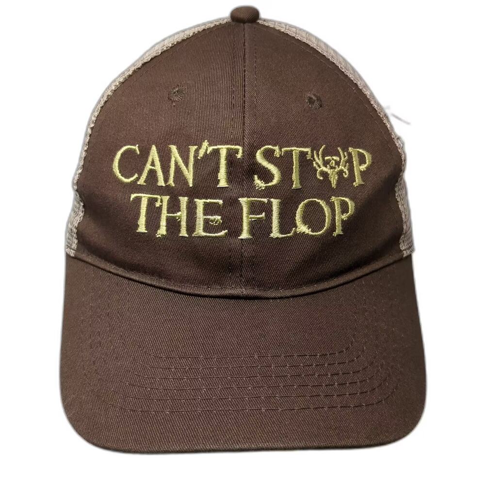 Bushnell Trucker Hat Brown Beige One Size CAN'T STOP THE FLOP Mesh Snapback Hat